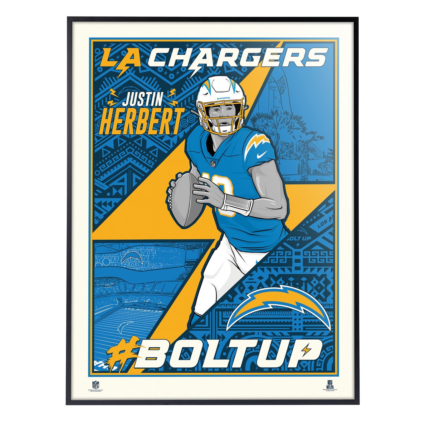 Phenom Gallery Los Angeles Chargers Justin Herbert 18&#x22; x 24&#x22; Serigraph