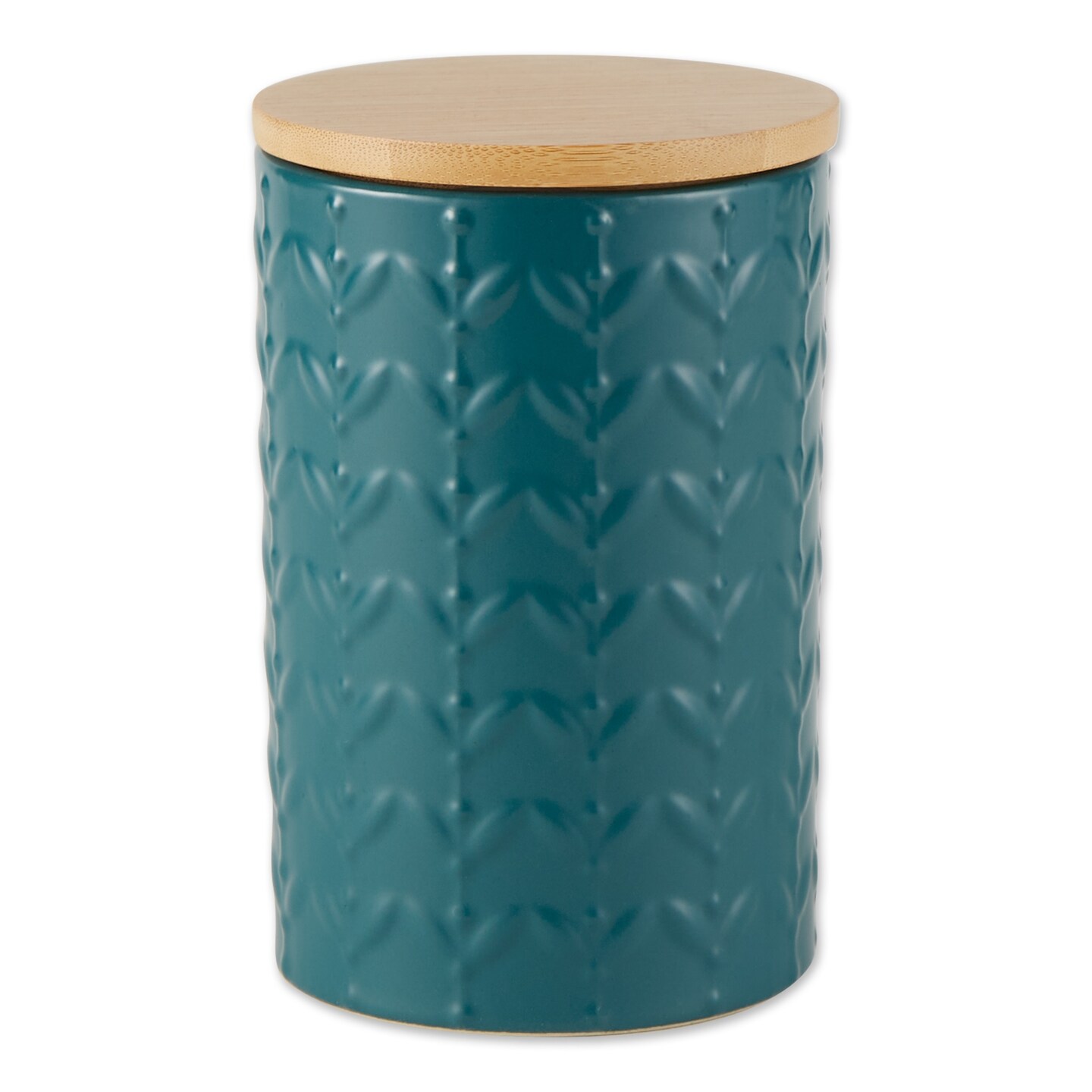 DII Teal Matte Retro Vine Texture Ceramic Canister (Set of 3)