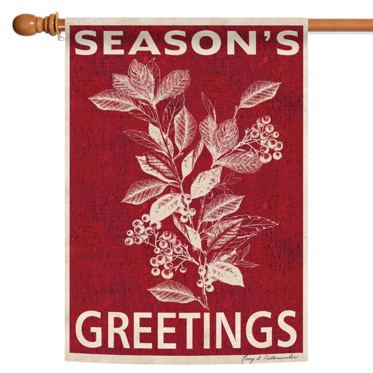 Toland Home Garden Leaves and Berries "Season's Greetings" Outdoor Christmas Flag - 40" x 28"