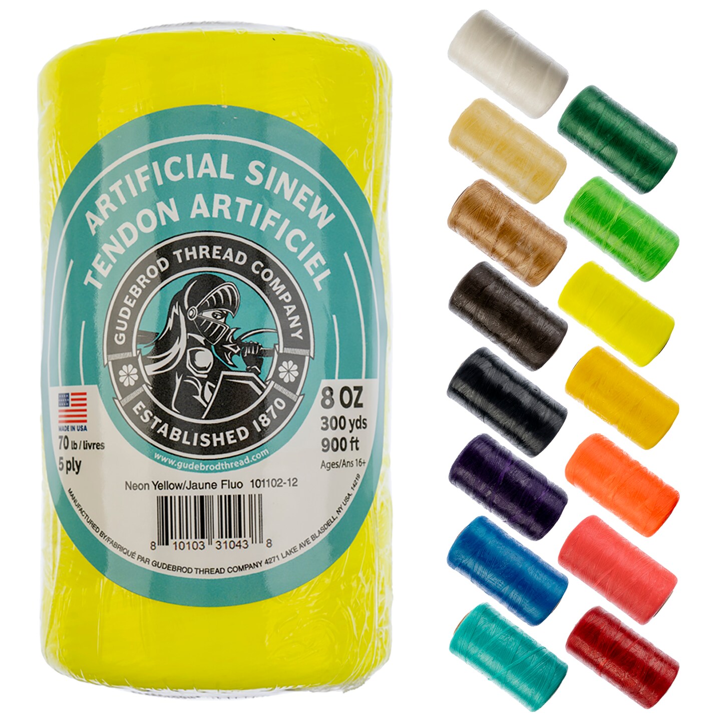 Gudebrod 70lb. 5-Ply Artificial Sinew Thread, 300yd. | Made in USA