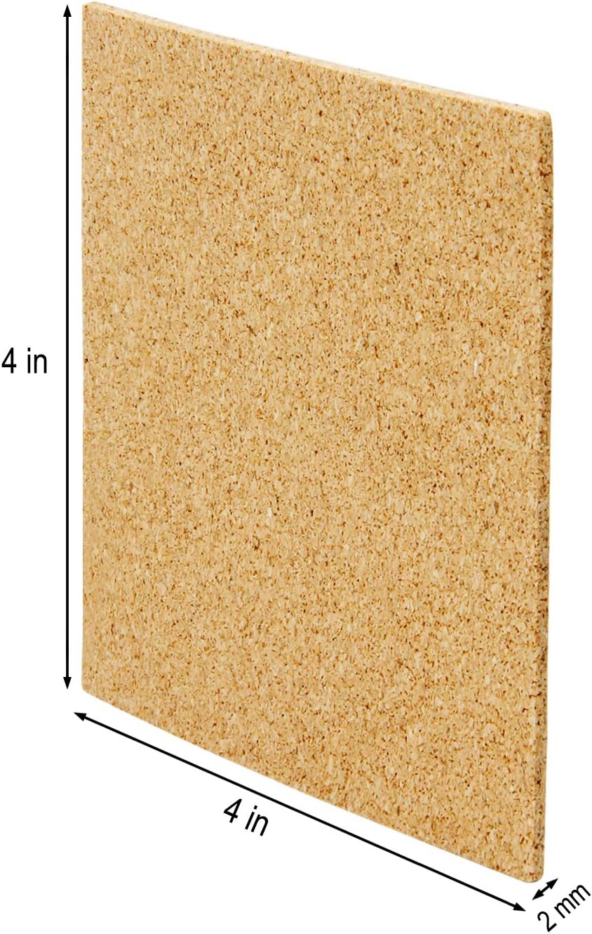 100 Pcs Self-Adhesive Cork Sheets 4"x 4" for DIY Coasters, Cork Board Squares, Cork Tiles, Cork Mat, Mini Wall Cork Board with Strong Adhesive-Backed