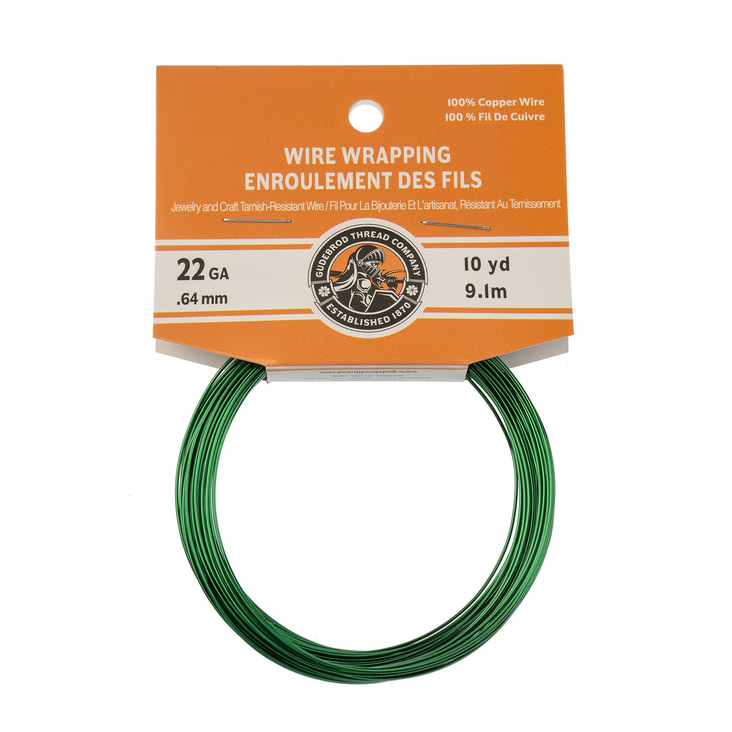 Gudebrod 22 Gauge Non-Tarnish Colored Copper Wire, 30ft. | Made in USA