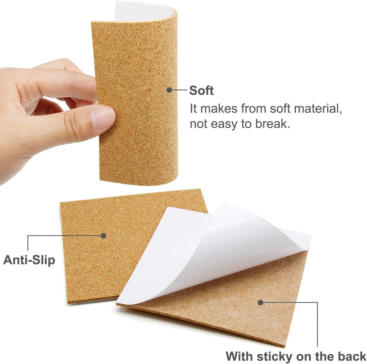 100 Pcs Self-Adhesive Cork Sheets 4"x 4" for DIY Coasters, Cork Board Squares, Cork Tiles, Cork Mat, Mini Wall Cork Board with Strong Adhesive-Backed