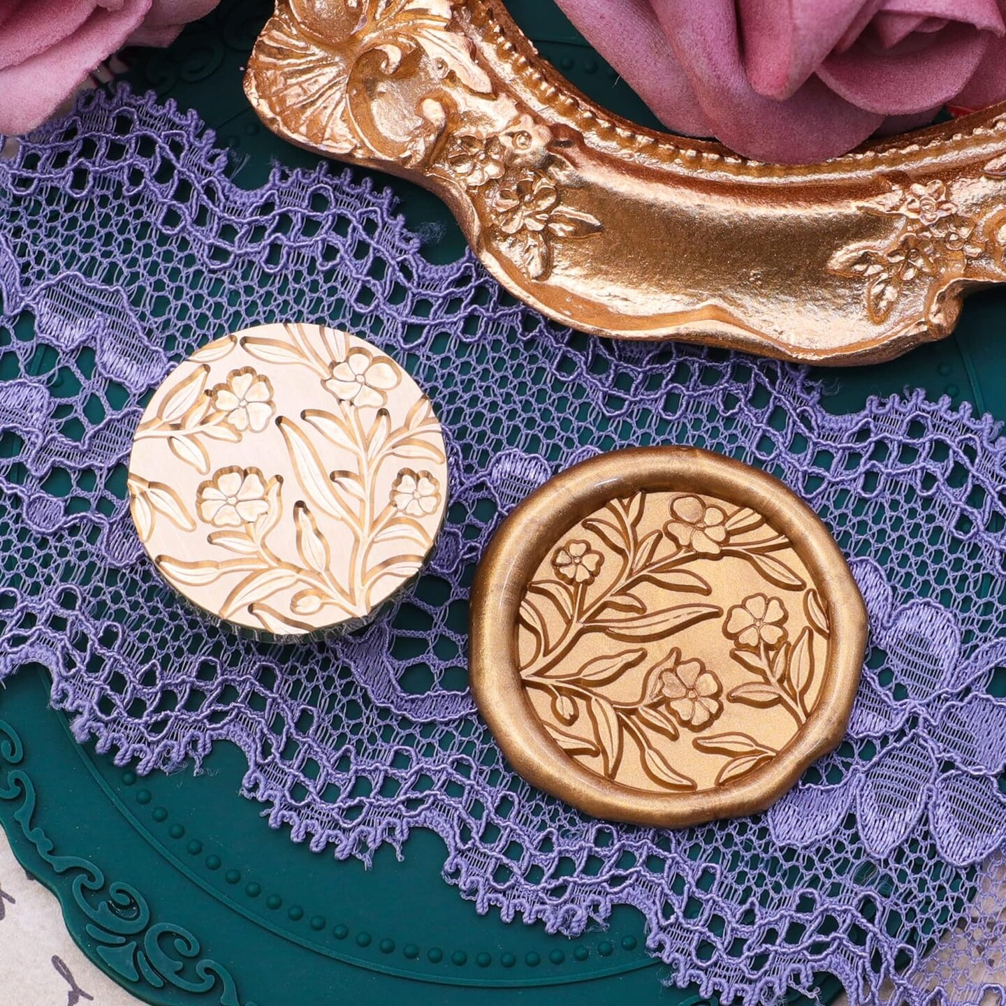 Floral Wax Seal Stamp, Vintage Sealing Wax Stamp, Great for Decorating Wedding Party Invitations Envelopes Gift Idea