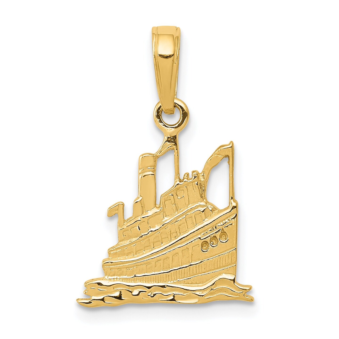14K Yellow Gold Cruise Ship Pendant Charm Jewelry 21mm x 14mm