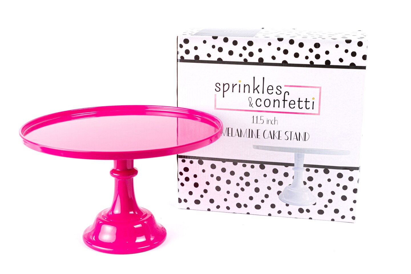 Bright Hot Pink Melamine Pedestal Cake Stand – 11.5" Wide, Lightweight, BPA-Free, Dishwasher Safe, Party Ready