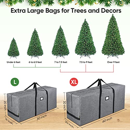 7.5 ft Christmas Tree Storage Bag, Heavy Duty 900D Oxford Fabric with Reinforced Handles and Dual Zippers Wide Opening, Extra Large Storage Container for Trees and Decorations (Grey)