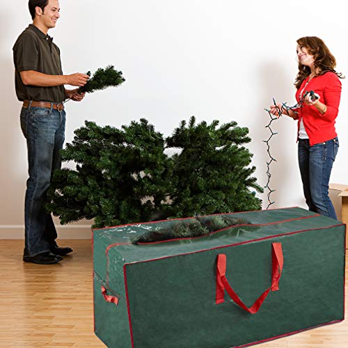 Propik Christmas Tree Storage Bag, Fits Up to 9 Ft. Tall Disassembled Tree, 65” X 15” X 30” Holiday Tree Storage Case, Xmas Storage Container with  Handles and Sleek Zipper (Green)
