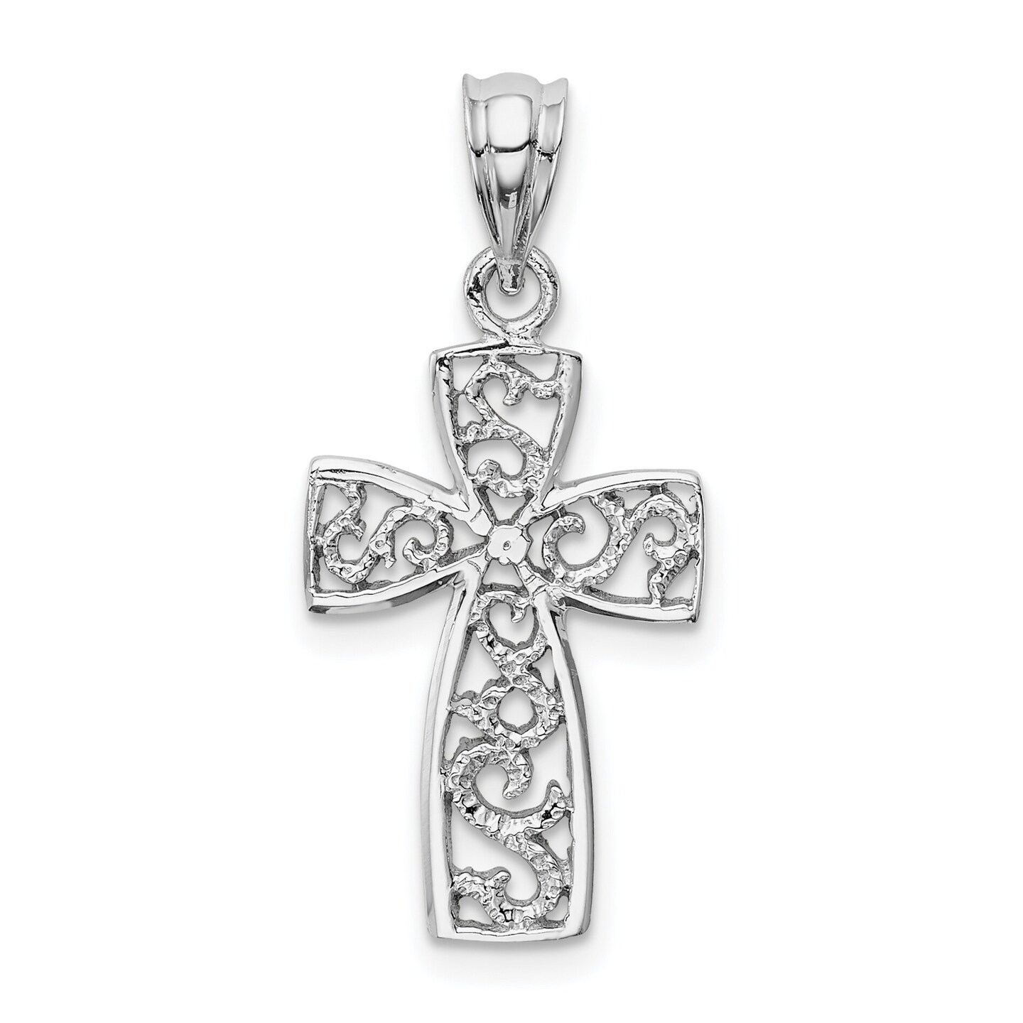 14K White Gold Cross Pendant Charm Jewelry Religious 28mm x 13mm