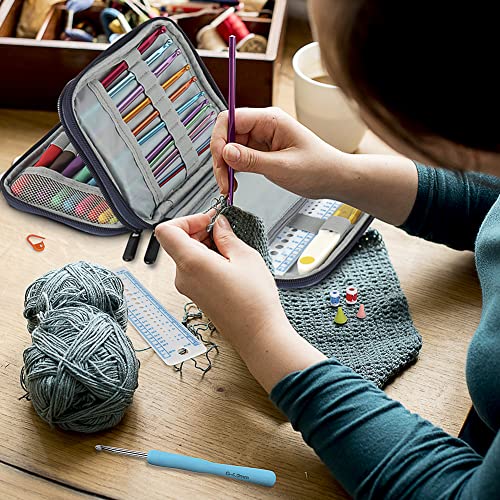 Katech 85-Piece Crochet Hooks Set, Crochet Hook Kit with Storage Case,  Ergonomic Knitting Needles Weave Yarn Kits DIY Hand Knitting Craft Art Tool  for Beginners and Experienced Crochet Lovers