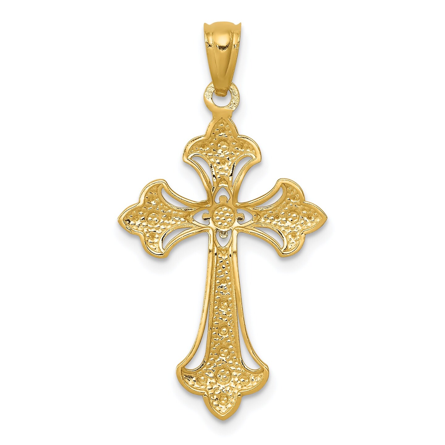 14K Two Tone Gold Diamond Cut Cross Pendant Charm Jewelry 25 x 16 mm
