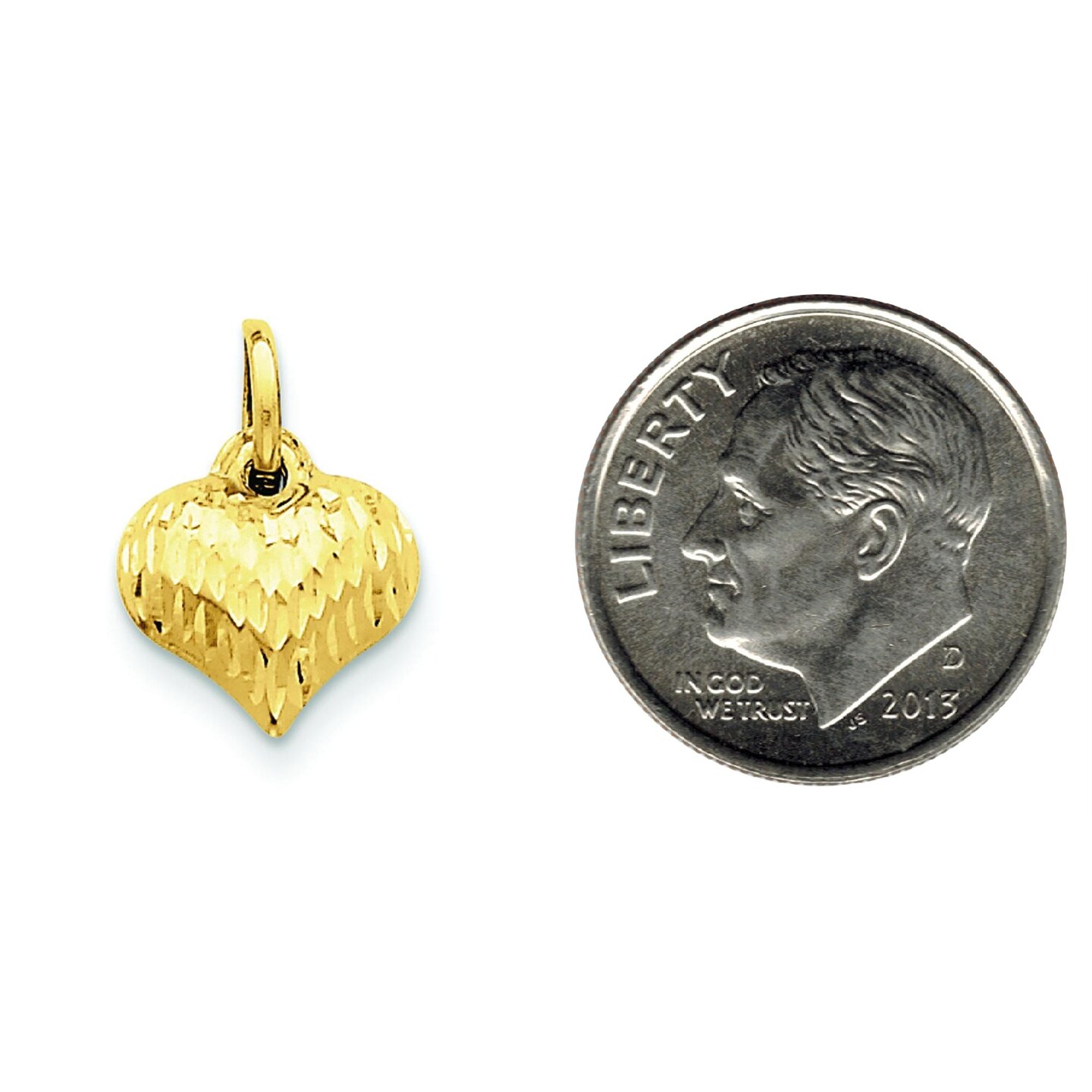 14K Gold Puffed Heart Charm Jewelry FindingKing