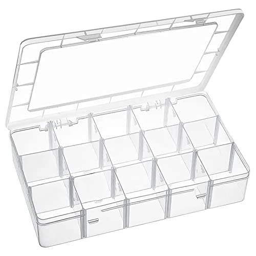 15 Large Grids Plastic Organizer Box with Dividers, Exptolii Clear  Compartment Container Storage for Washi Tapes Beads Crafts Jewelry Fishing  Tackles, Size 11 x 6.3 x 2.2 in