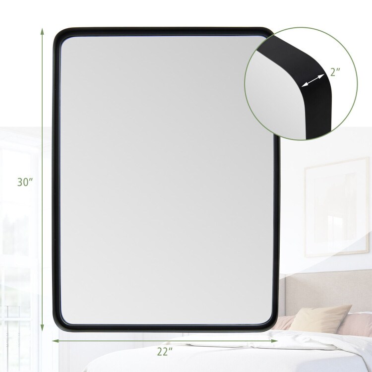 Rectangular Wall Mount Multi-Layer Bathroom Vanity Mirror with Steel Frame Suitable for Any Room