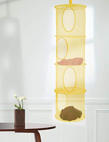 2 PCK Stuffed Animal Storage Mesh Hanging Storage Space Saver Bags Organizer,Foldable Storage Organizer 4 Compartments Toy Storage Basket for Kids Room Bathroom