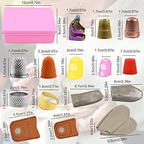23Pcs Sewing Thimble Finger Protectors, Adjustable Metal Copper Finger  Thimble Silicone Leather Thimble Finger Tips Finger Shield Ring Fingertip Quilting  Sewing Supplies for Embroidery Needlework(P)