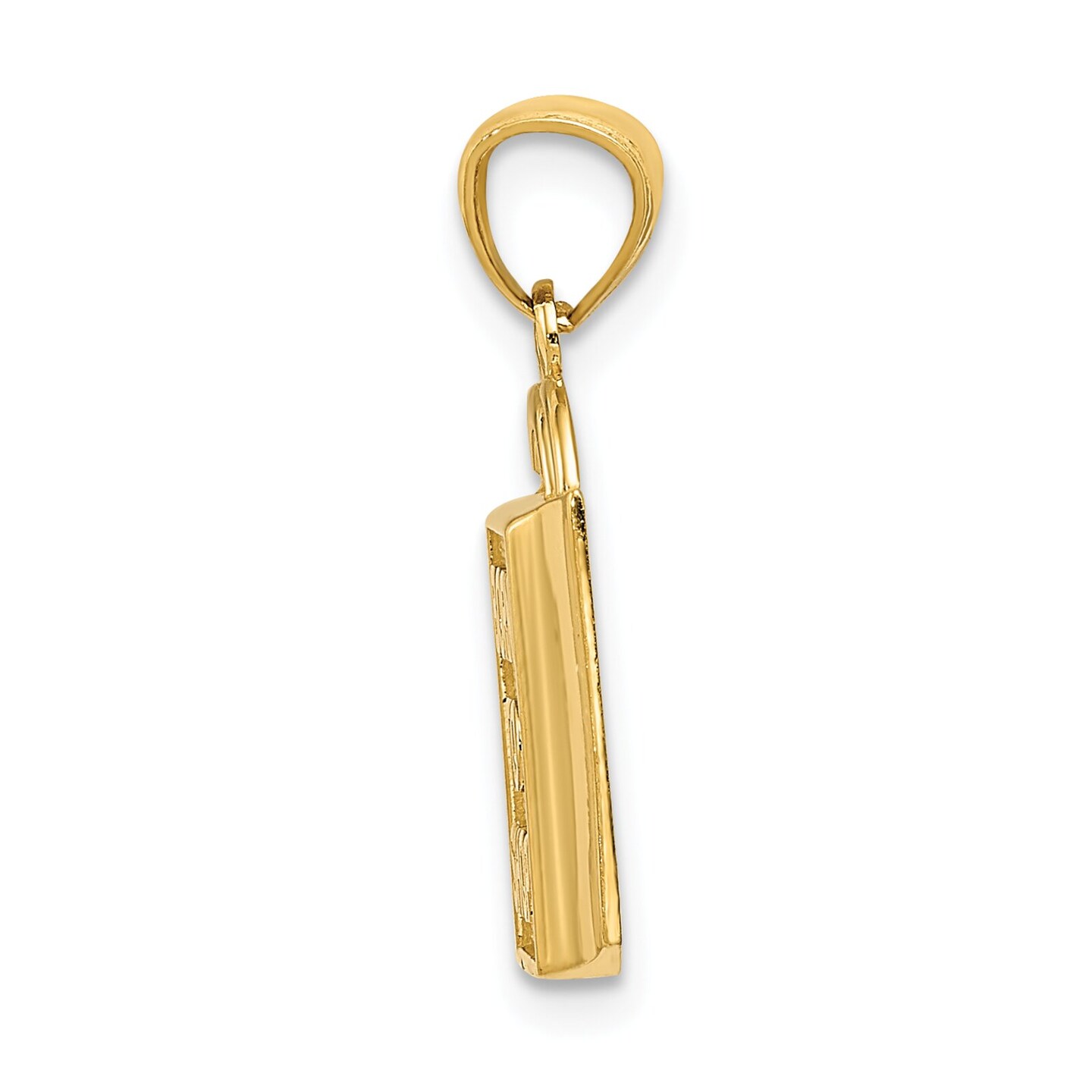 14K Yellow Gold Born to Shop Shopping Bag Charm Pendant Jewerly 14mm x 12mm