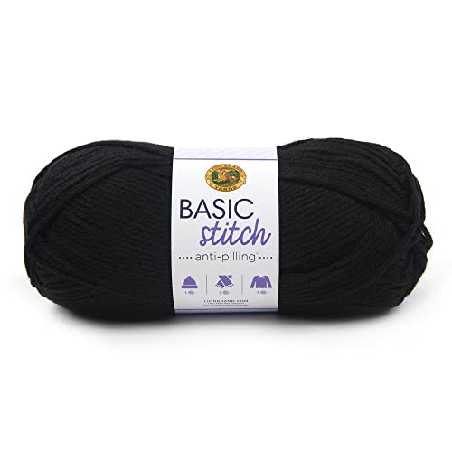 Lion Brand Yarn Basic Stitch Anti-Pilling Knitting Yarn, Yarn for Crocheting,  1-Pack, Black