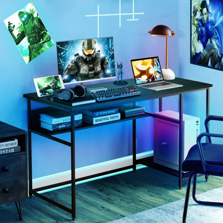 55 Inch Computer Desk with Power Outlets and USB Ports for Home and Office