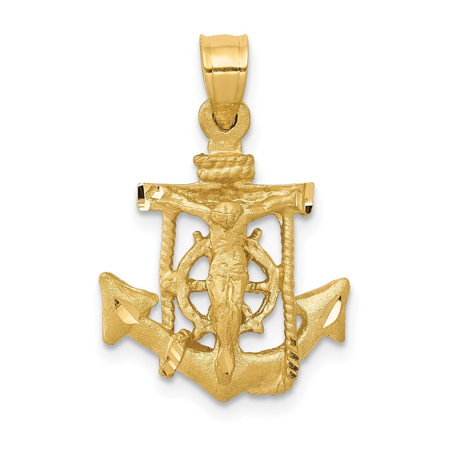 14K Yellow Gold Mariners Cross Pendant Charm Jewelry 24mm x 15mm
