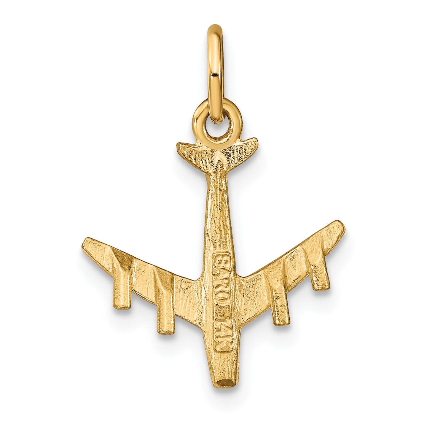 14K Yellow Gold Airplane Charm Pendant Jewelry New 21.5 X 15.5mm