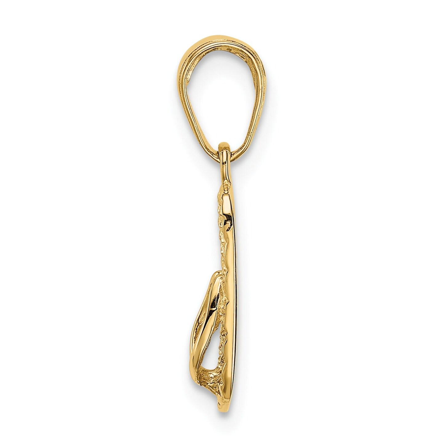 14K Gold Polished Hawaii Flip-Flop Pendant Jewelry 20.3mm x 5.7mm