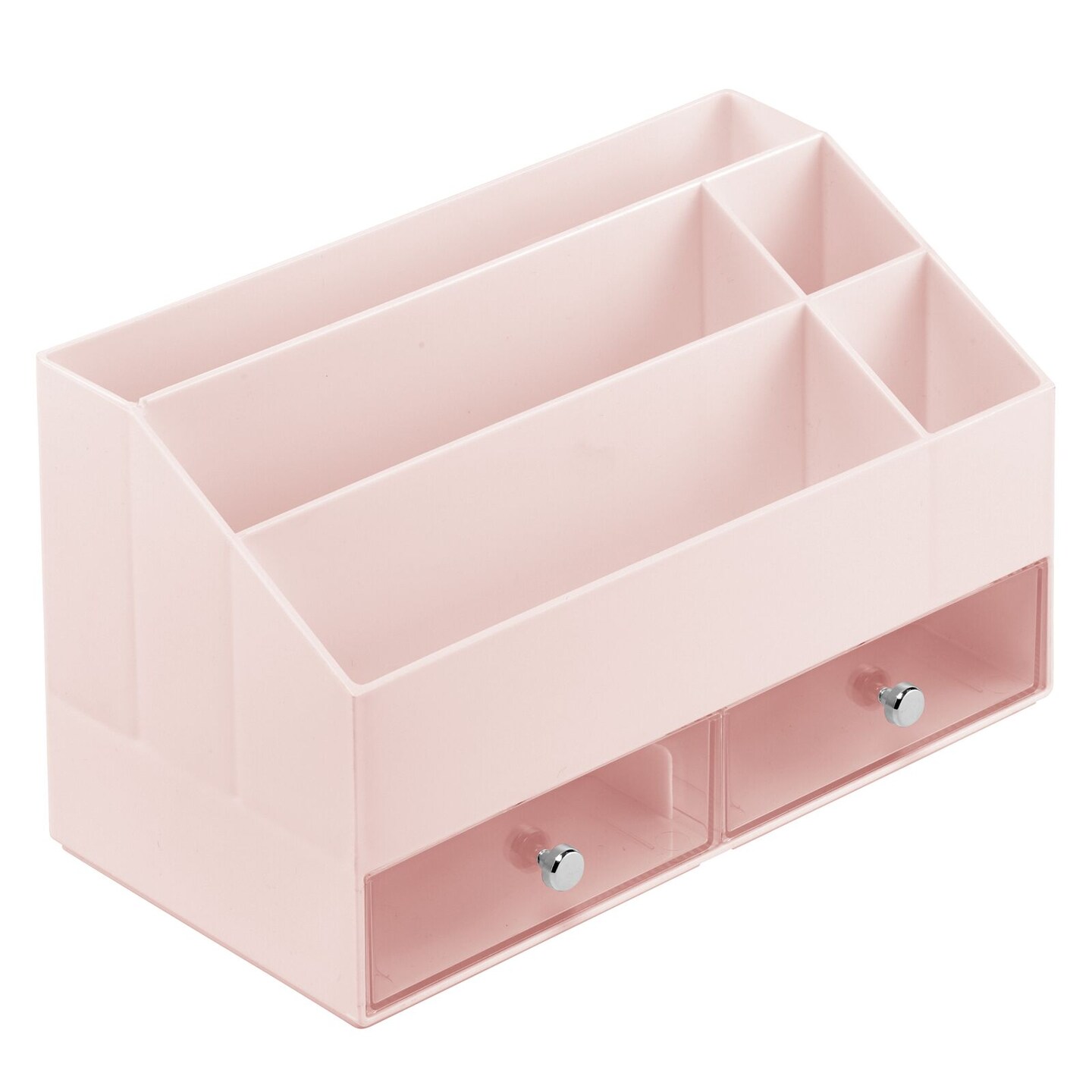 mDesign Plastic Makeup Organizer with 2 Drawers/Divided Sections