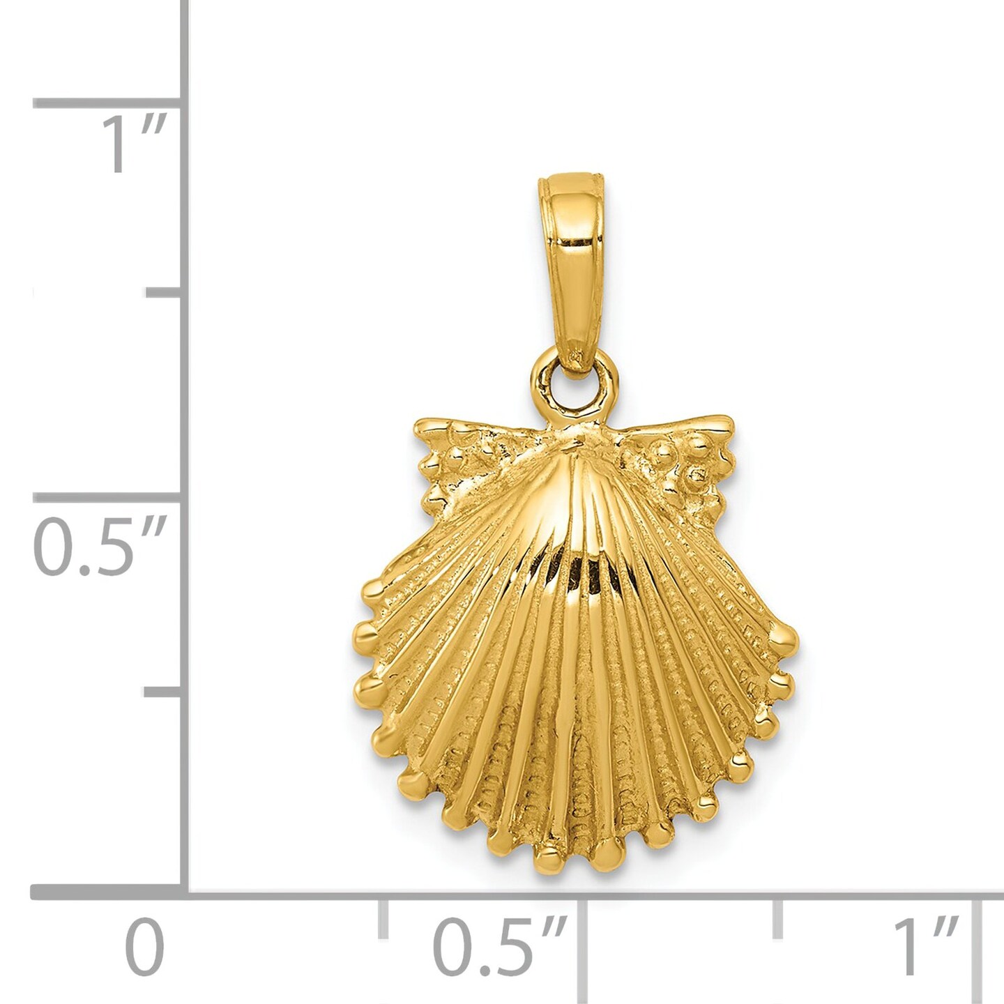 14K Gold Clam Shell Charm Seashell Beach Jewelry 22mm x 15mm