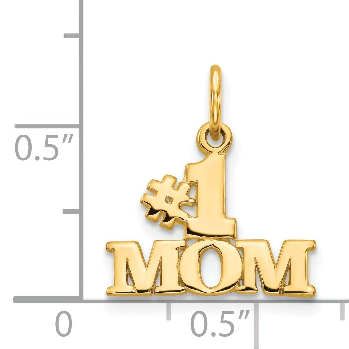 14K Yellow Gold #1 Mom Charm Best Mother Mommy Pendant Jewerly 18mm x 15mm
