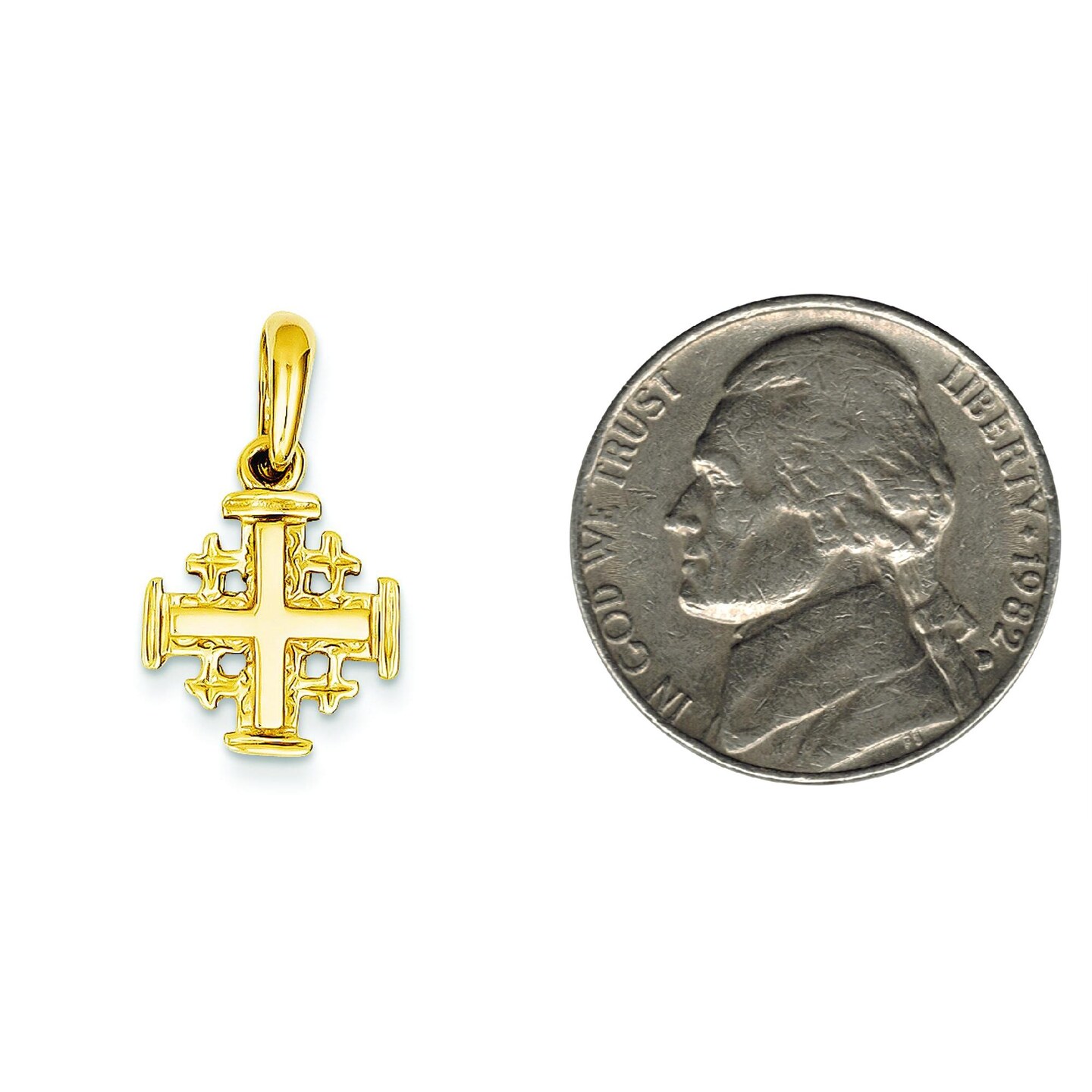 14K Yellow Gold Jerusalem Cross Pendant Jewelry 22.7mm x 13.2mm