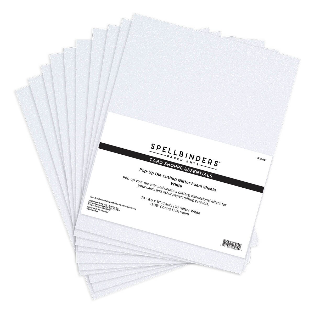 Spellbinders Pop-Up Die Cutting Glitter Foam Sheets-White