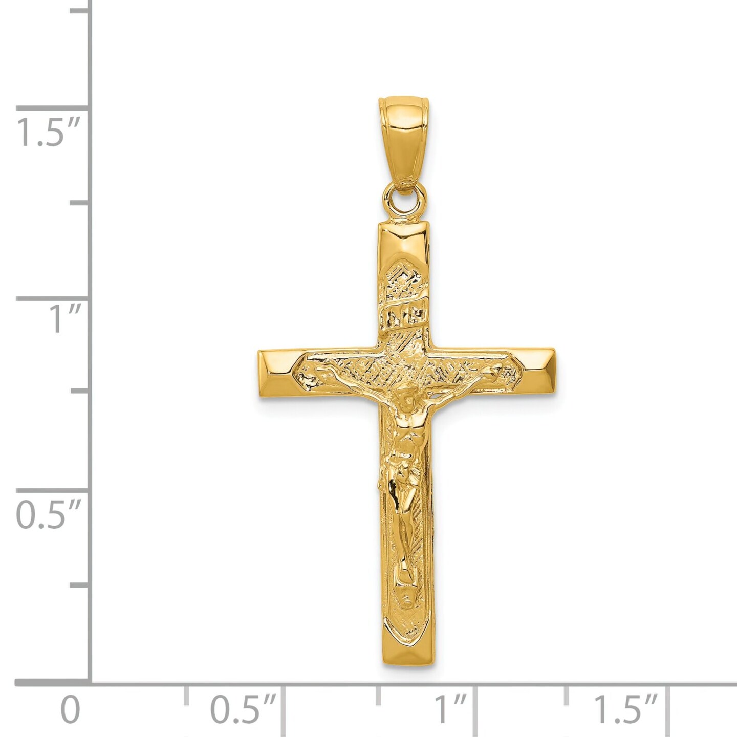 14K Gold Crucifix Pendant Charm Jewelry 38 x 20mm