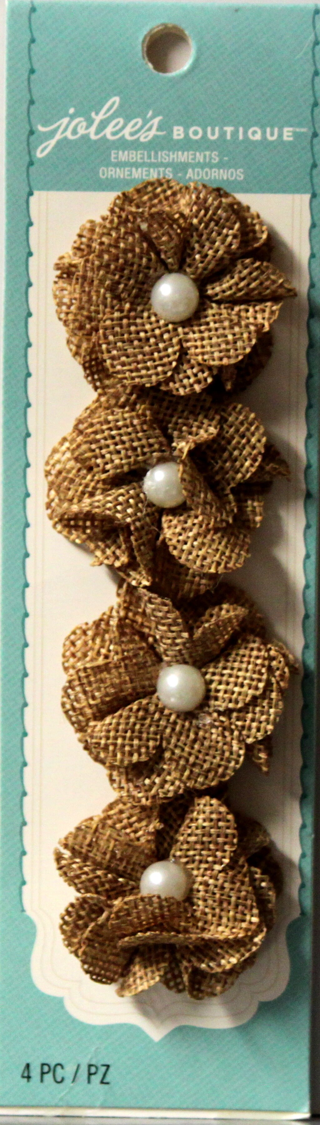 Jolee&#x27;s Boutique Burlap &#x26; Pearl Mini Flowers Dimensional Stickers