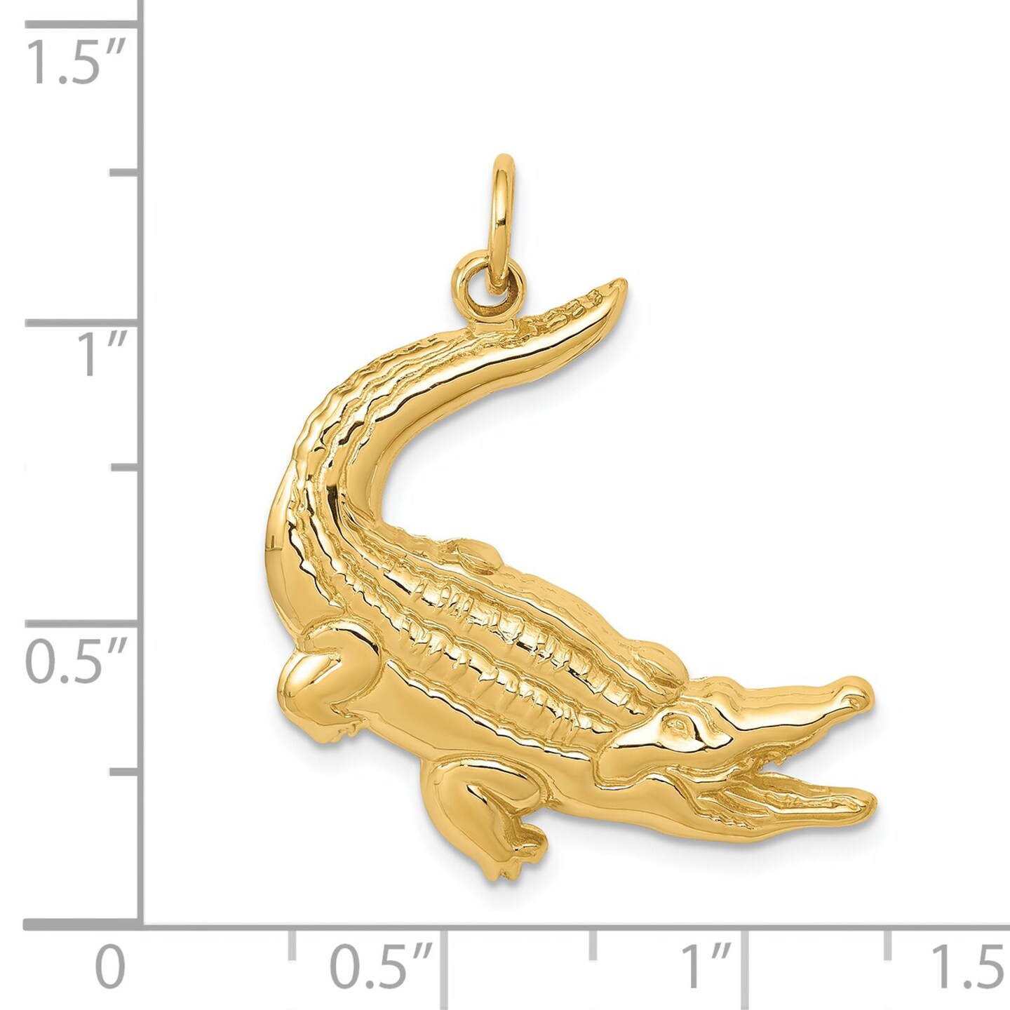 14K Gold Alligator Charm Pendant Jewelry 31 x 23 mm