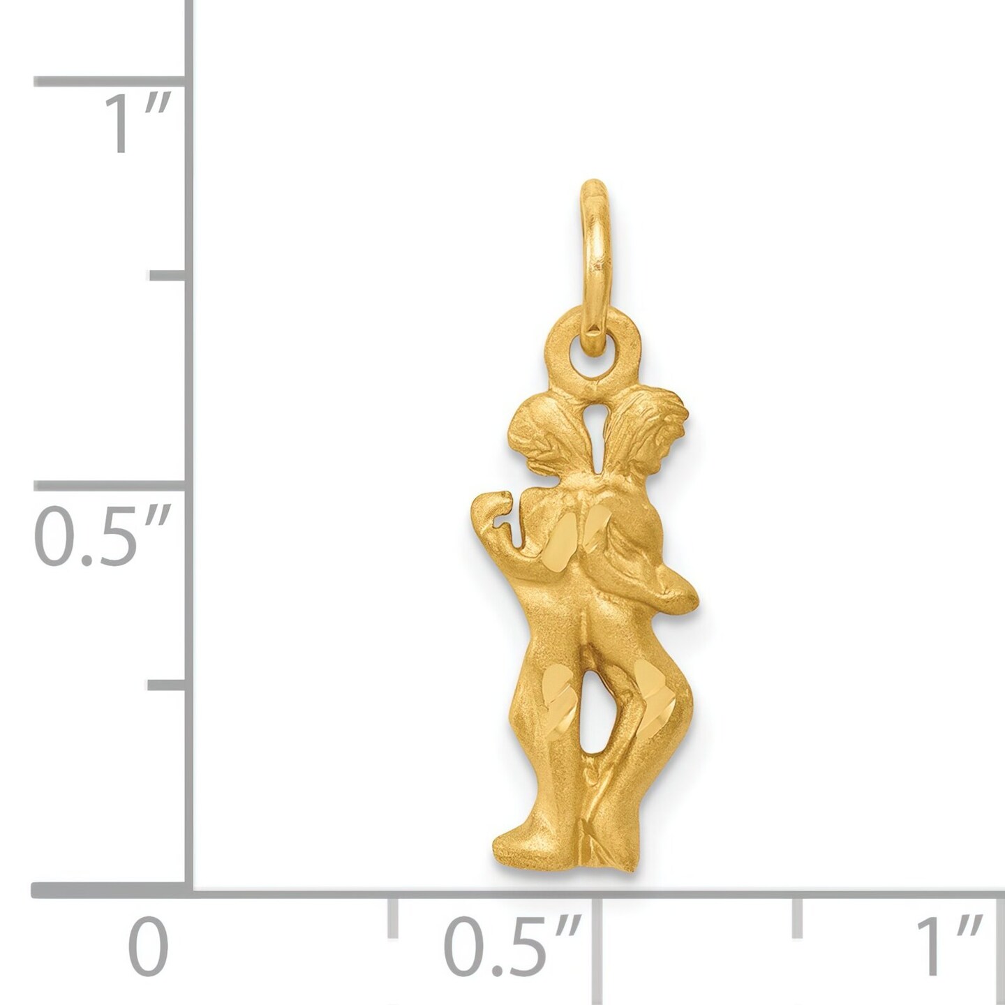 14K Gold Gemini Zodiac Charm Jewelry FindingKing 20mm x 6mm