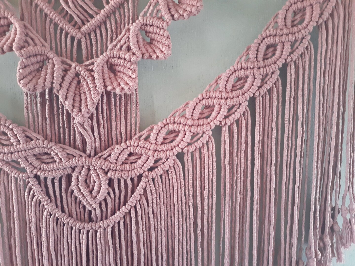 Large Pink Macrame Wall Hanging Home Decor - Thumbnail 5