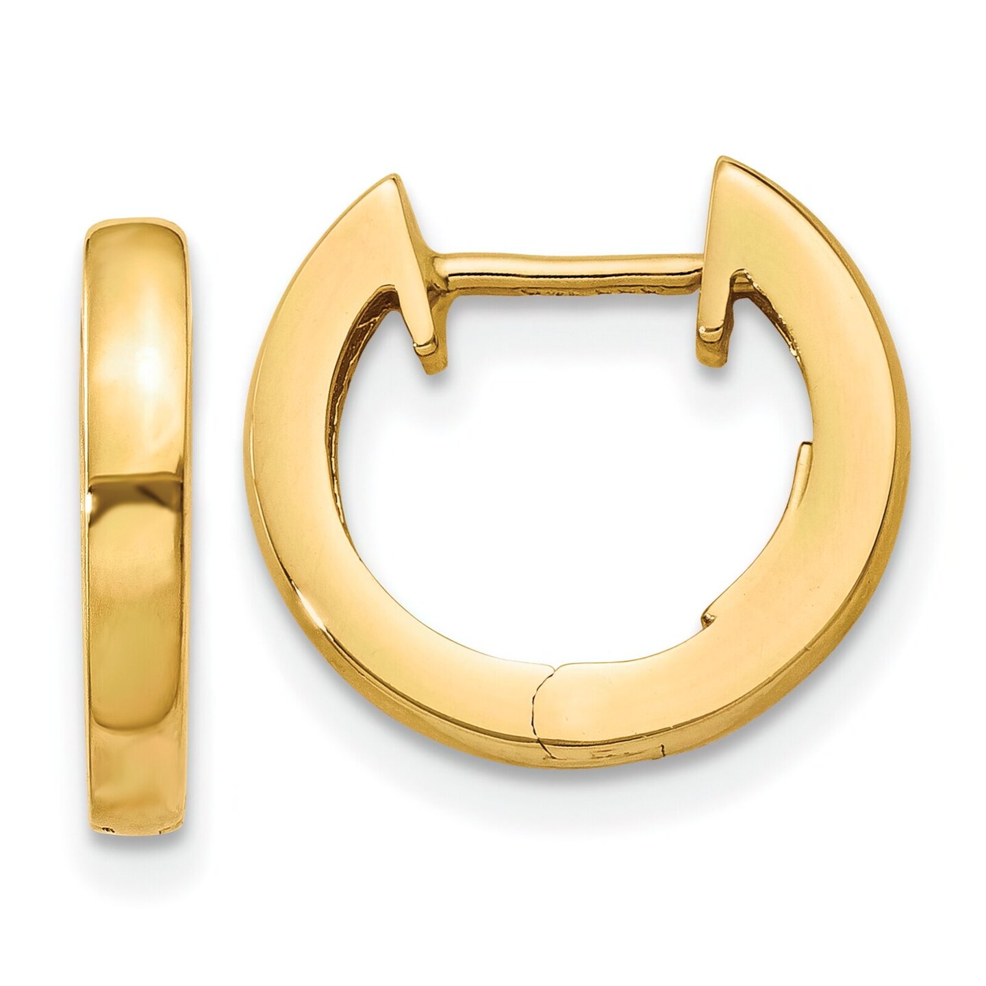 14K Yellow Gold Hinged Hoop Earrings Jewelry 12mm x 12mm
