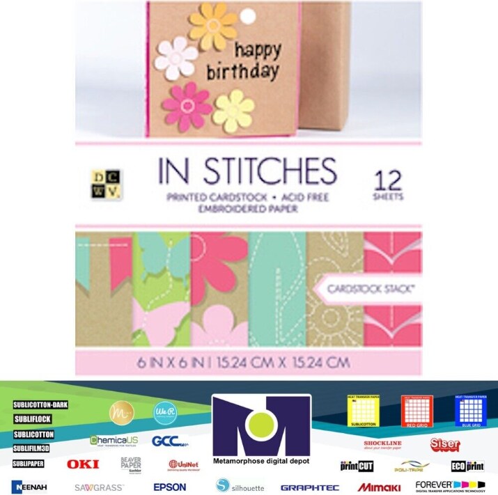 DCWV®️ STACK - 6 X 6 -IN STITCHES PAPER PAD 12 SHEETS MS-010-00015 by American Crafts