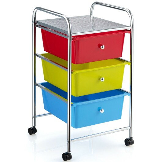 3 Drawers Metal Rolling Storage Cart with 4 Universal Casters Perfect Choice for Home or Office