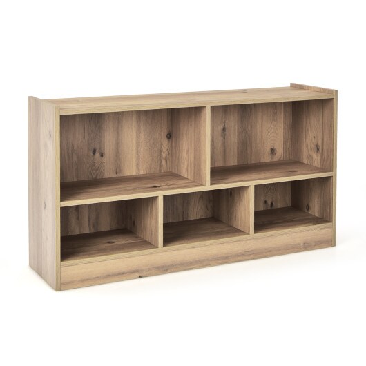 Kids 2-Shelf Bookcase 5-Cube Wood Toy Storage Cabinet Organizer