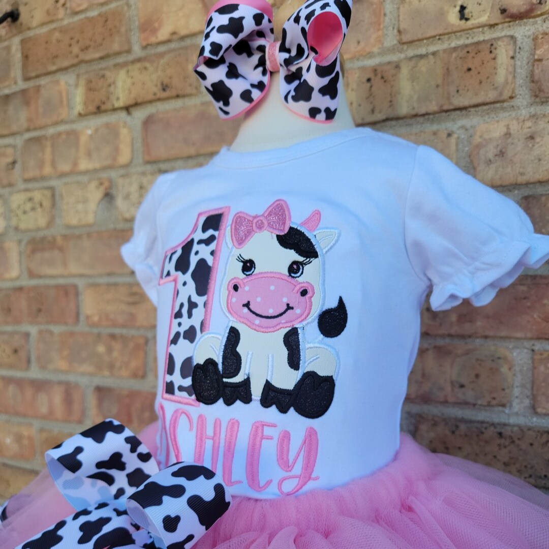 Pink Birthday Cow Tutu Outfit | Barn Birthday Farm Birthday Outfit ...