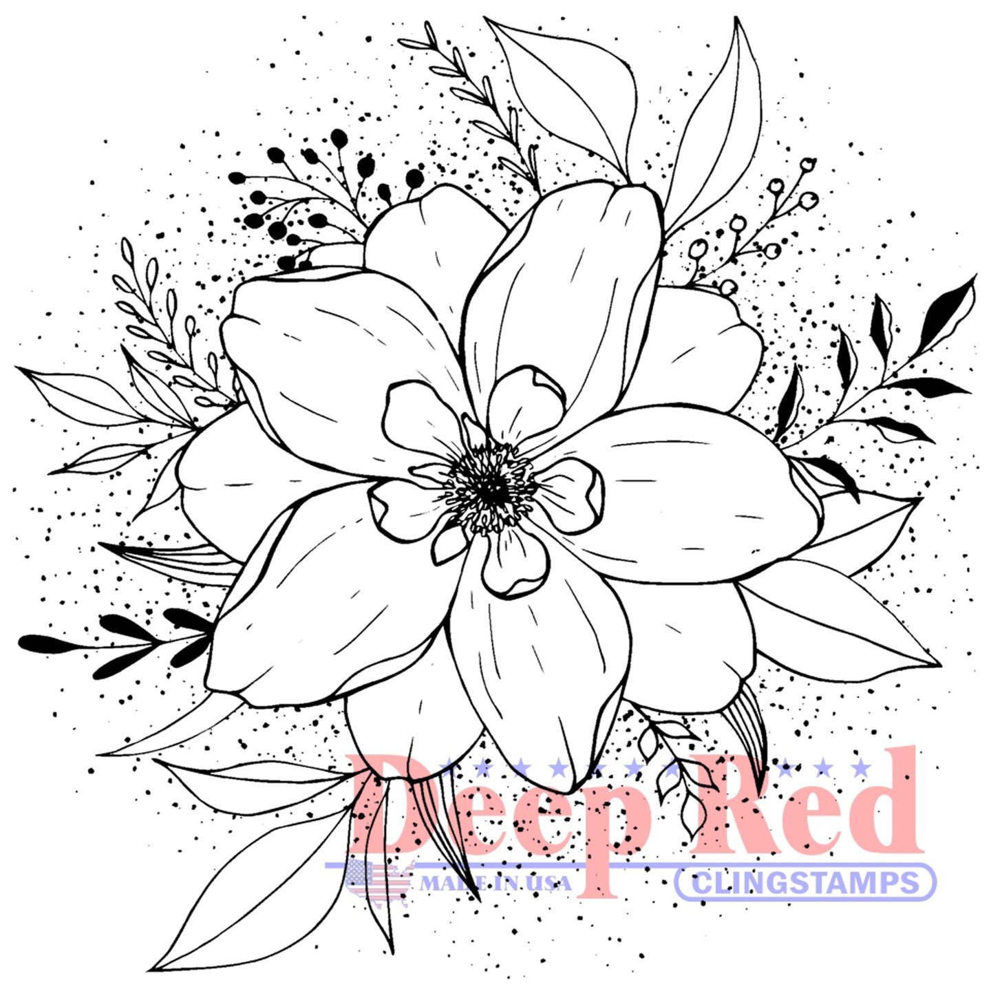 Deep Red Stamps Flower Burst Rubber Cling Stamp  3.1 x 3.1  inches