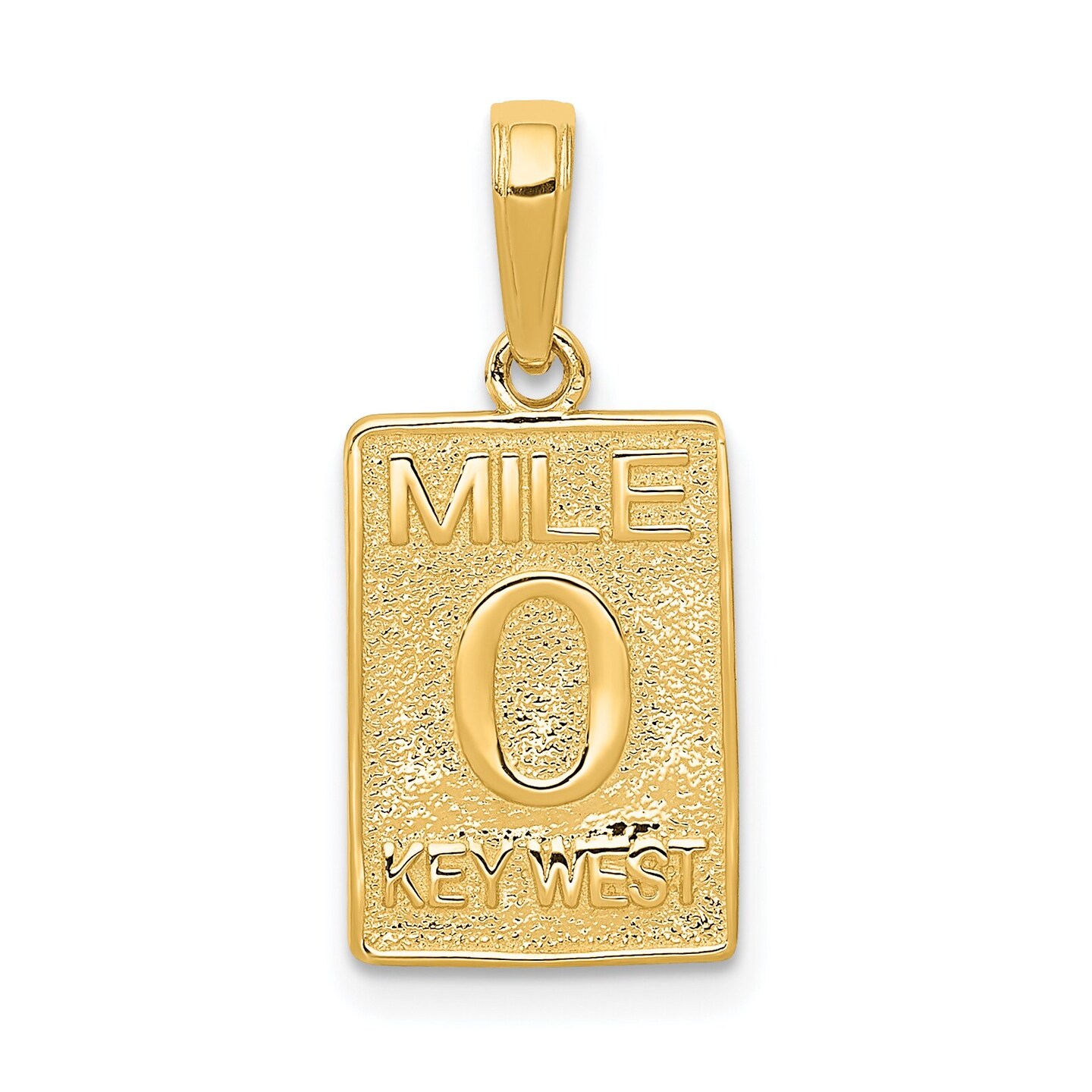 14K Yellow Gold Mile 0 Key West Mile Marker Charm Jewerly 20mm x 10mm