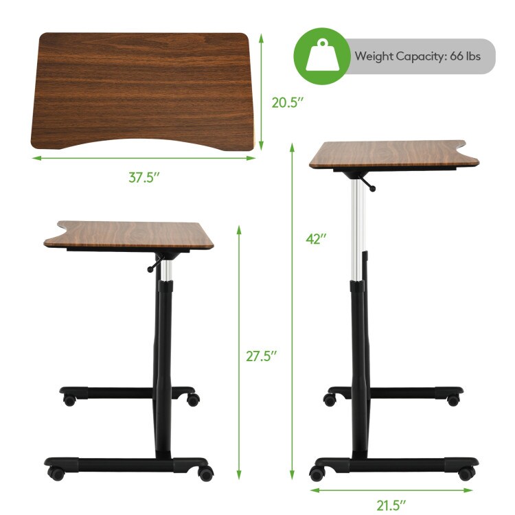 Height Adjustable Computer Standing Desk with 4 Universal Casters and I Shaped Base