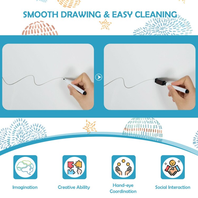 Kids' Standing Art Easel with 4-Level Adjustable Height and Multi-Functional Drawing Board