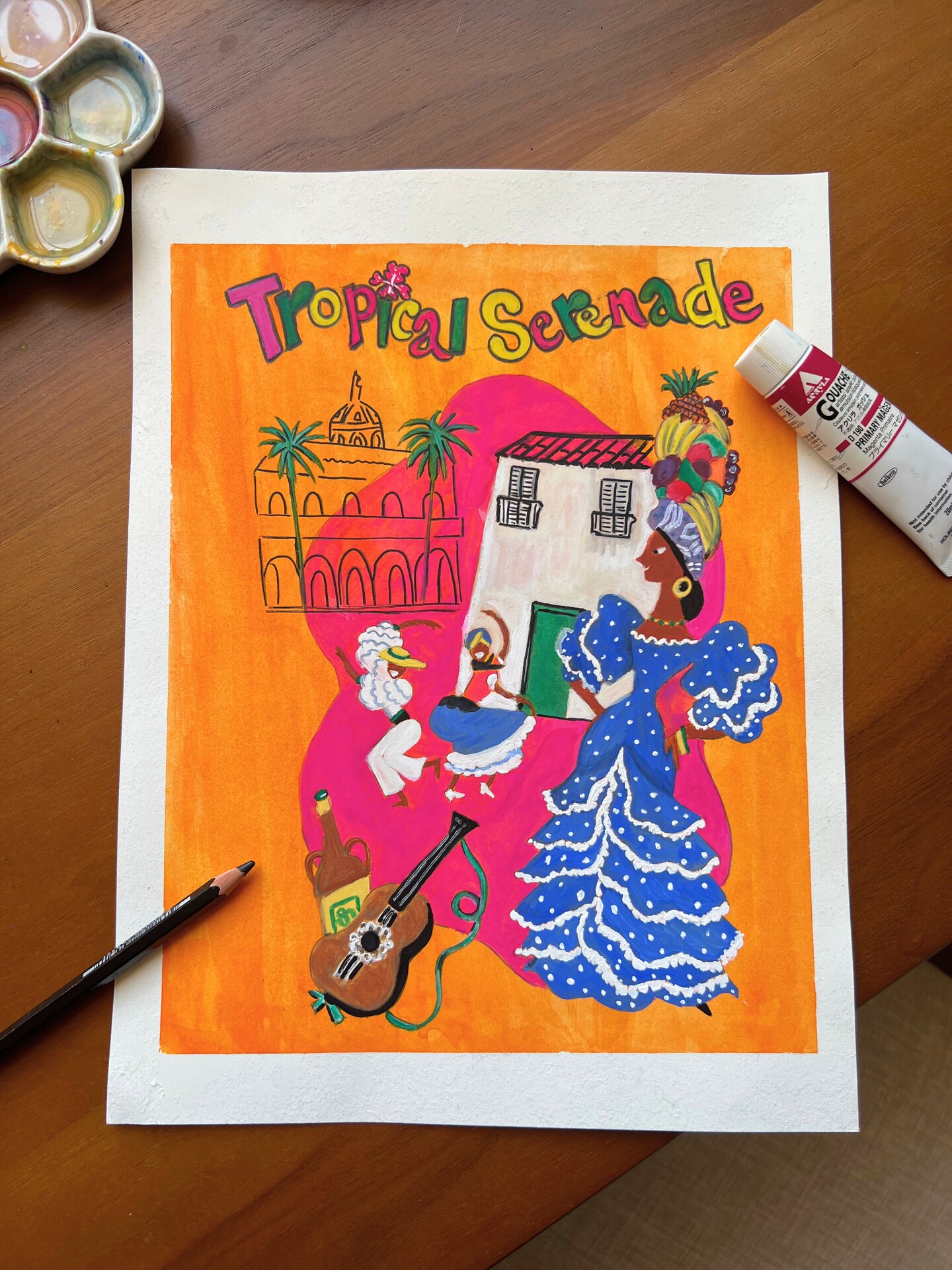 How-To name is Vintage Illustration Painting with Gouache