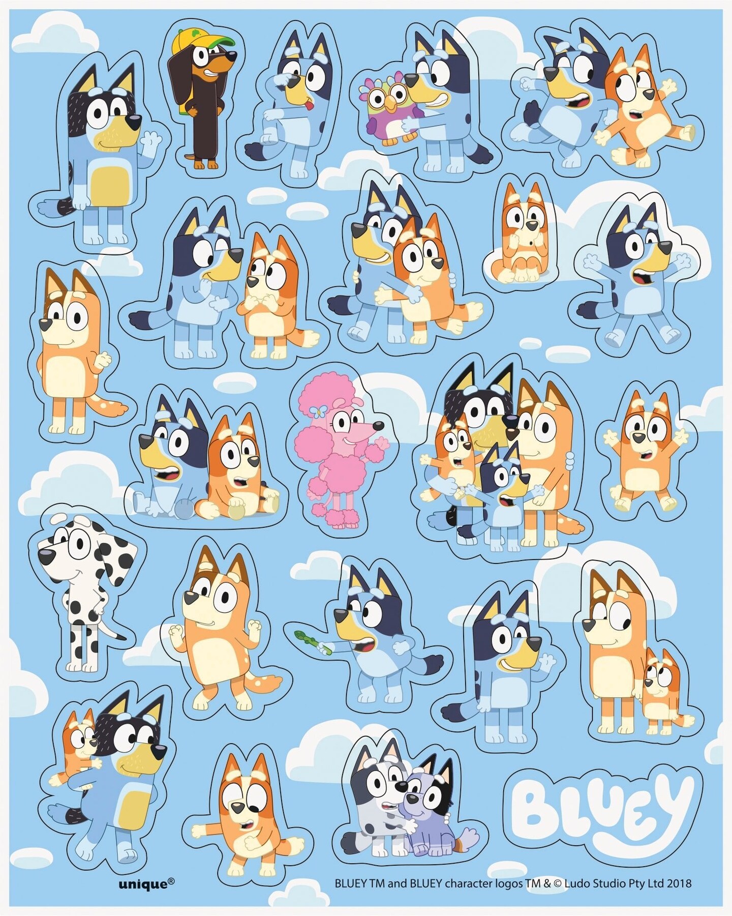 Bluey Sticker Sheet Favors - 92 Stickers