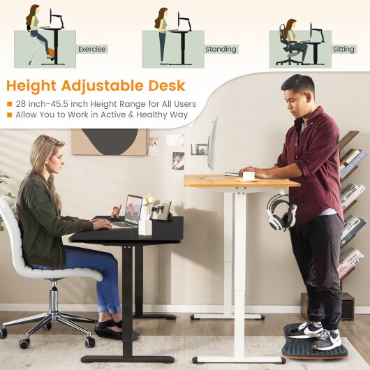 45.5 Inch Electric Height Adjustable Standing Desk with 2-Button Controller and Metal Frame