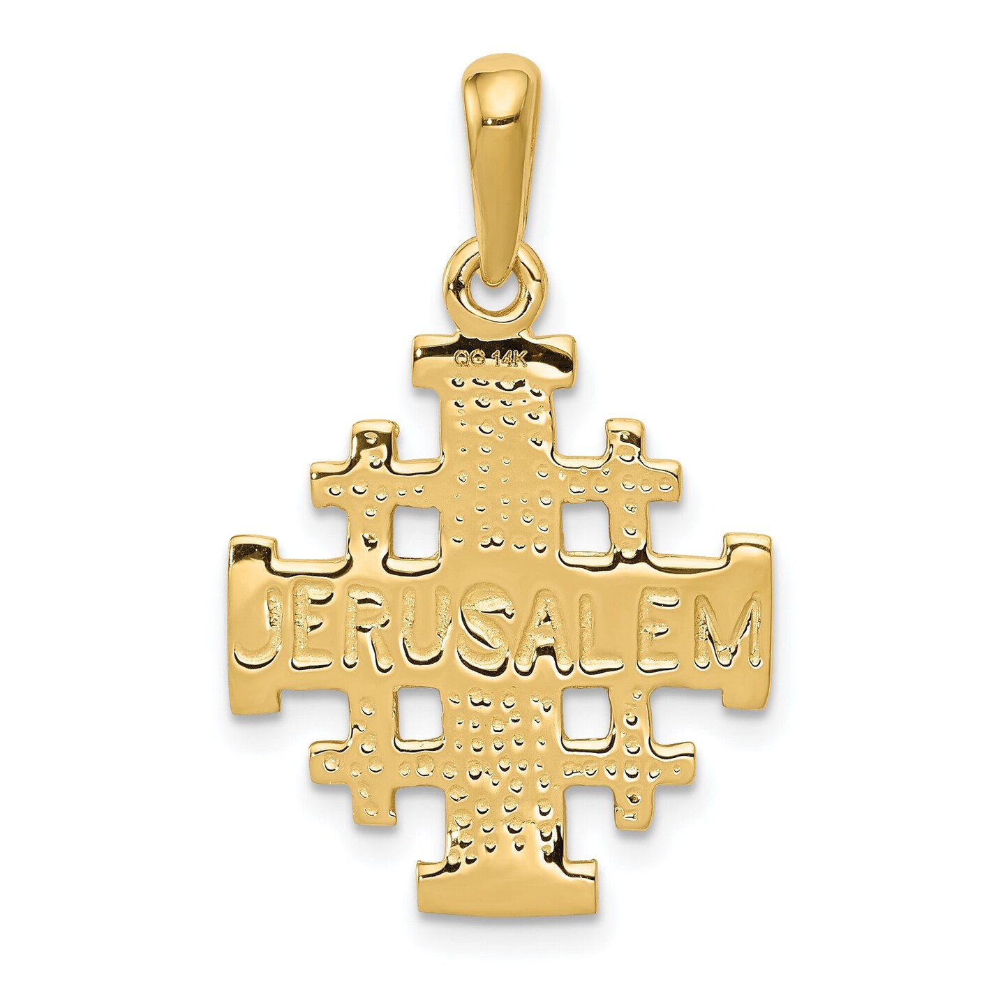 14K Yellow Gold Jerusalem Cross Pendant Charm Jewelry 30 X 24mm