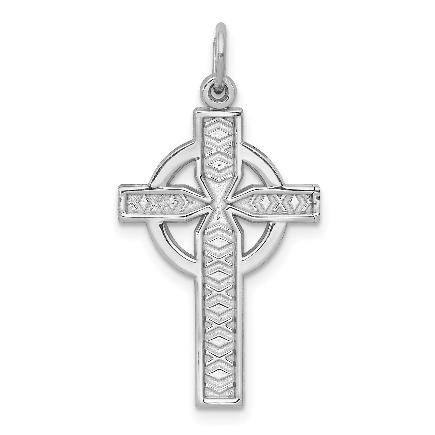 14K White Gold Celtic Cross Charm Pendant Religious Jewerly 31mm x 16mm